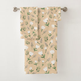 Skandinavische weiße Blumenmuster Badhandtuch Set