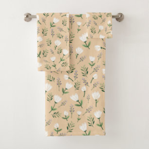 Skandinavische weiße Blumenmuster Badhandtuch Set