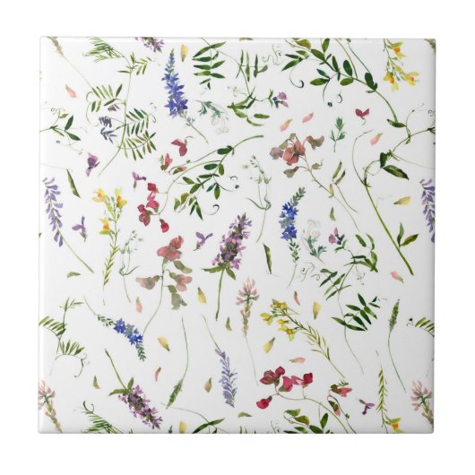 Skandinavische Wildblumen Meadow Fliese (Vorderseite)