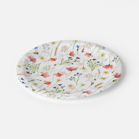 Skandinavische Wildblumen Meadow Pappteller (Schrägansicht)