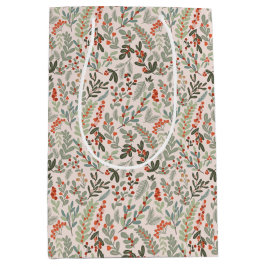 Skandinavische Winter Floral und Berry Holiday Mittlere Geschenktüte