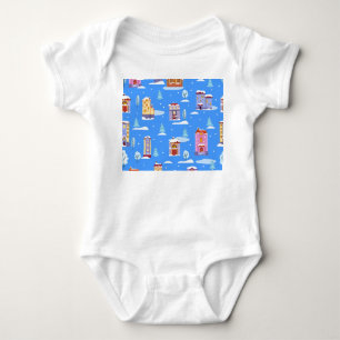 Skandinavische Winterhäuser Schnee Muster Baby Strampler