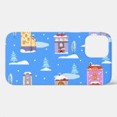 Skandinavische Winterhäuser - Schneemuster Case-Mate iPhone Hülle (Rückseite (Horizontal))