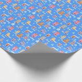 Skandinavische Winterhäuser - Schneemuster Geschenkpapier (Ecke)