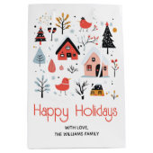 Skandinavische Winterlandschaft Weihnachtsfest Mittlere Geschenktüte (Vorderseite)