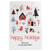 Skandinavische Winterlandschaft Weihnachtsfest Mittlere Geschenktüte (Rückseite)