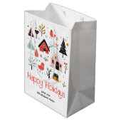 Skandinavische Winterlandschaft Weihnachtsfest Mittlere Geschenktüte (Rückseite Schrägansicht)
