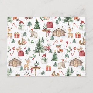 Skandinavische Winterwunderland-Waldtiere ce Postkarte