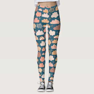 Skandinavische Wolken: Goldene Childene Muster. Leggings