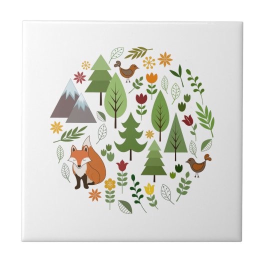 Skandinavischer Art-Illustrations-Kreis Fliese (Vorderseite)