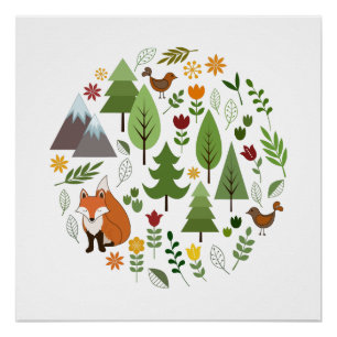 Skandinavischer Art-Illustrations-Kreis Poster