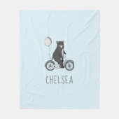 Skandinavischer Bär auf dem Bike Minimalistisch Bl Fleecedecke (Vorderseite)