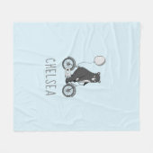 Skandinavischer Bär auf dem Bike Minimalistisch Bl Fleecedecke (Vorderseite (Horizontal))