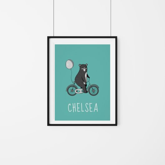 Skandinavischer Bär auf dem Bike Minimalistisch Pe Poster