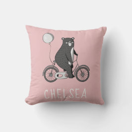 Skandinavischer Bär auf dem Bike Minimalistisch Pi Kissen