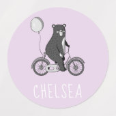 Skandinavischer Bär auf dem Bike Minimalistische L Etiketten (Design 2)