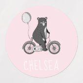 Skandinavischer Bär auf dem Bike Minimalistische P Etiketten (Design 1)