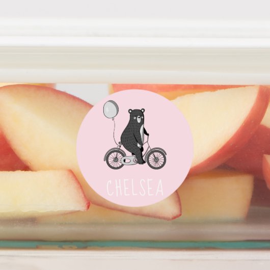 Skandinavischer Bär auf dem Bike Minimalistische P Etiketten (Befestigt)