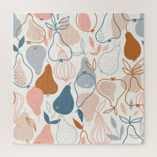 Skandinavischer Birnen-Druck: Vintage-Fruchtmuster Puzzle