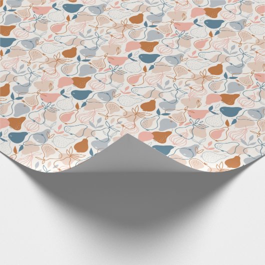 Skandinavischer Birnendruck: Vintages Fruchtmuster Geschenkpapier (Ecke)