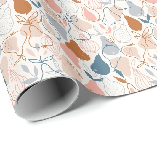 Skandinavischer Birnendruck: Vintages Fruchtmuster Geschenkpapier (Rolleneckpunkt)