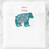 Skandinavischer Blauer und Roter Bär Quadratischer Aufkleber (Tasche)