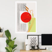 Skandinavischer Boho Simple Red Sun Lake aus dem M Poster (Heimbüro)