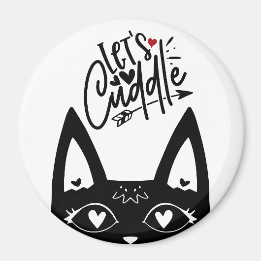 Skandinavischer Cat Lasse Cuddle Black and White Magnet (Vorne)