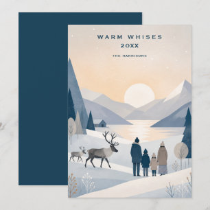 Skandinavischer Chic Winter Mountain Family TMF26 Feiertagskarte