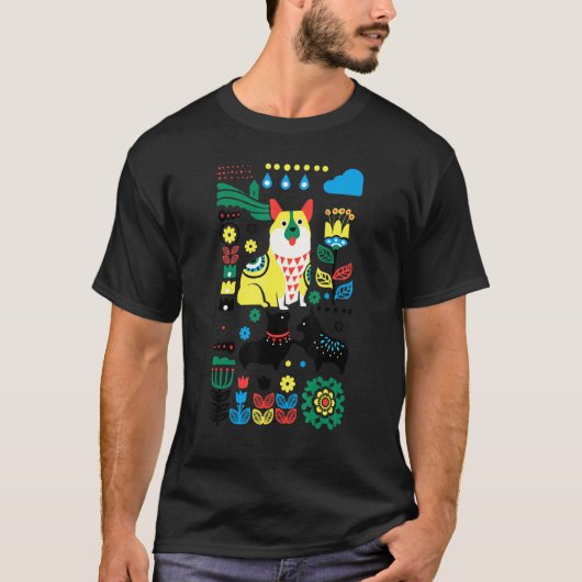 Skandinavischer Corgi T-Shirt (Vorderseite)