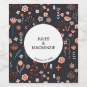 Skandinavischer Dark Boho Wedding Weinetikett (Einzelnes Label)