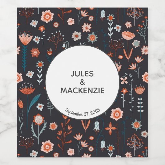 Skandinavischer Dark Boho Wedding Weinetikett (Einzelnes Label)