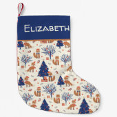 Skandinavischer Folk Art Fox im Schnee Weihnachtsb Kleiner Weihnachtsstrumpf (Vorderseite)