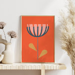 Skandinavischer Folklore-Stil Einfache Blume in Or Poster<br><div class="desc">Hübsch und minimalistisch,  bietet diese moderne dänische Folklorekunst eine einfache Single Vektorgrafik Blume in Orange.</div>
