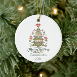 Skandinavischer Frohe Weihnachten Baum Keramik Ornament