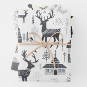 Skandinavischer Hirschhirsch, schwarz Geschenkpapier Set (Beispiel)