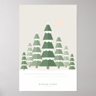 Skandinavischer Kiefernwald Weihnachten im Schnee Poster