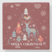 Skandinavischer Rentierbaum Rottier Steinuntersetzer (Vorderseite)