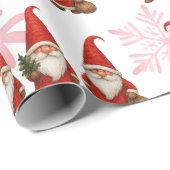 Skandinavischer roter Gnom-Weihnachten Geschenkpapier (Rolleneckpunkt)