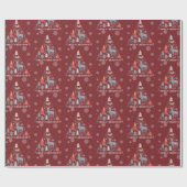 Skandinavischer Schneeflocken Rentierbaum Tier Rot Geschenkpapier (Flach)