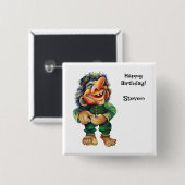 Skandinavischer Sonnentroll Illustration Wasserfar Button (Vorne & Hinten)