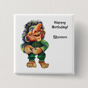 Skandinavischer Sonnentroll Illustration Wasserfar Button