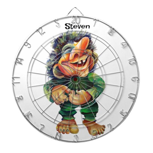Skandinavischer Sonnentroll Illustration Wasserfar Dartscheibe (vorne)