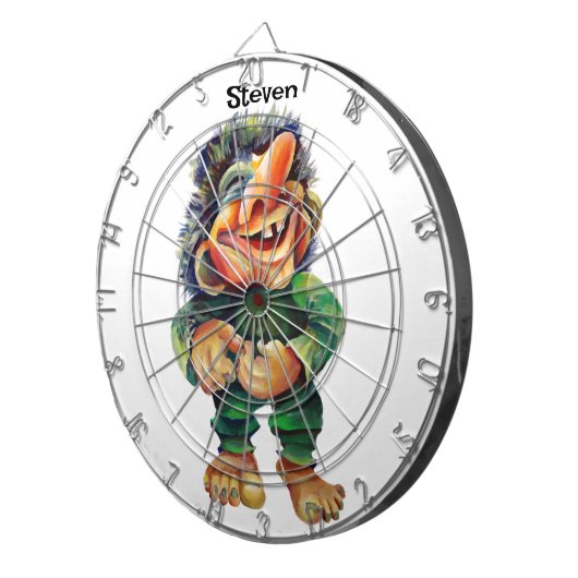 Skandinavischer Sonnentroll Illustration Wasserfar Dartscheibe (Vorderseite rechts)