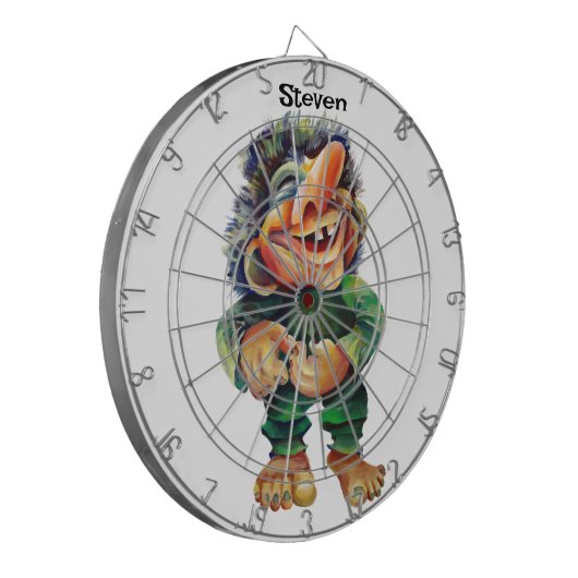 Skandinavischer Sonnentroll Illustration Wasserfar Dartscheibe (Vorderseite Links)