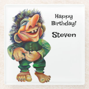 Skandinavischer Sonnentroll Illustration Wasserfar Glasuntersetzer