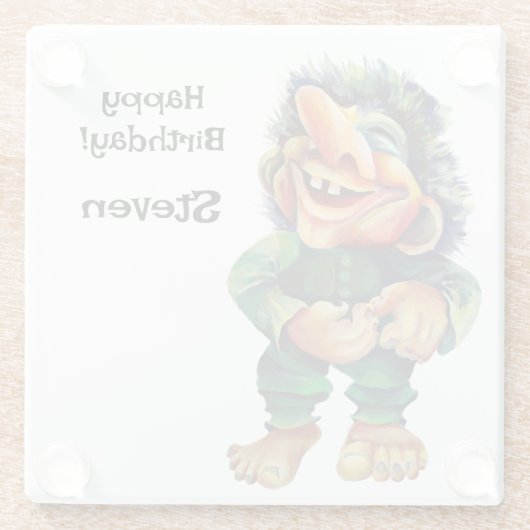 Skandinavischer Sonnentroll Illustration Wasserfar Glasuntersetzer (Rückseite)