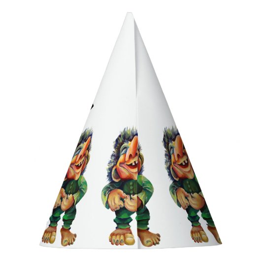 Skandinavischer Sonnentroll Illustration Wasserfar Partyhütchen (Rückseite)