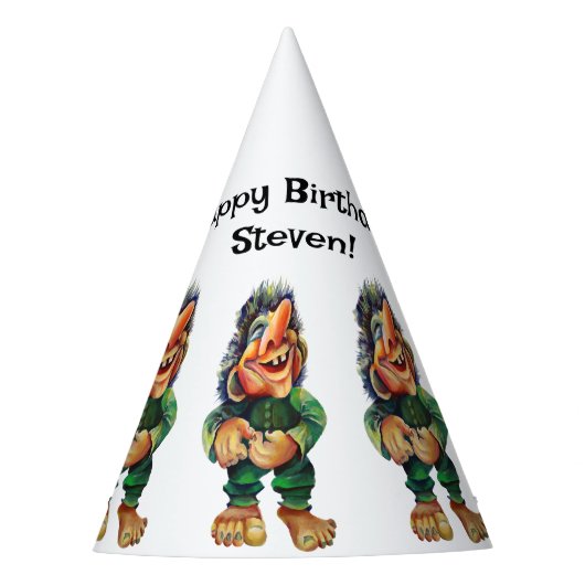 Skandinavischer Sonnentroll Illustration Wasserfar Partyhütchen (Vorderseite)