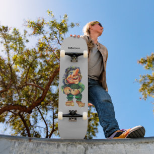 Skandinavischer Sonnentroll Illustration Wasserfar Skateboard
